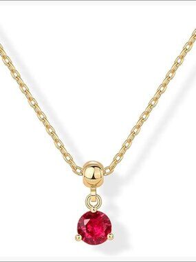 14K Gold Plated Dainty Birthstone Necklace Adjustable Chain Removable Pendants